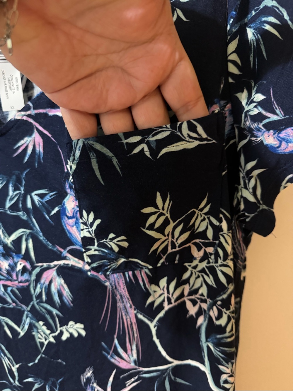 Soma Navy Blue Floral & Bird Printed Nightgown - Picture 5 of 5